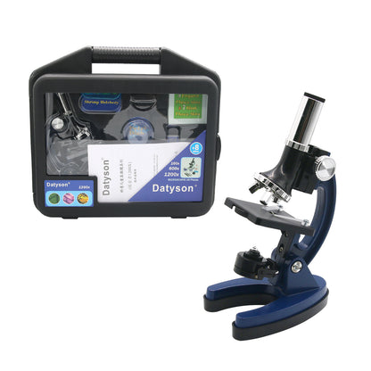Datyson 100X 600X 1200X Children Microscope Metal Monocular Microscope for Kids w/Carry Box