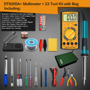 Electric Soldering Iron Kit w/ Soldering Iron with Light DT-9205A+ Multimeter Storage Bag Version