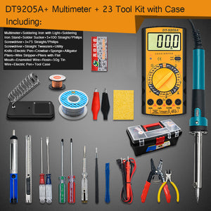 Electric Soldering Iron Kit w/ Soldering Iron with Light DT-9205A+ Multimeter Tool Box Version
