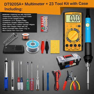 Electric Soldering Iron Kit w/ Soldering Iron Adjustable Temperature DT-9205A+ Multimeter Tool Box