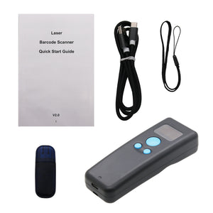 1D Barcode Scanner Wireless Bluetooth w/ LCD Display for Android iPhone PC BT Laser Version