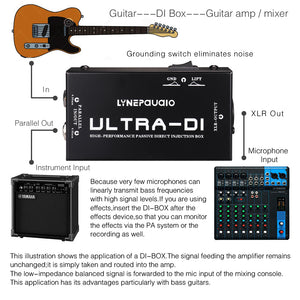 Passive DI Box Guitar DI Box For Electric Guitar Electric Bass with Hum Elimination Function
