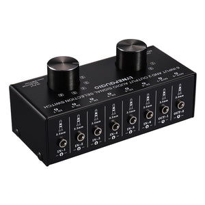 Audio Input Selector Switch Audio Input Signal Selector Support 6 IN 2 OUT &amp; 2 IN 6 OUT 3.5mm Ports