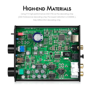 Mini DAC XU208 USB DAC Headphone Amplifier DSD1796 Chip Support Coaxial Optical Input Modes