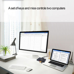 2 Port USB KVM Switch 2 IN 4 OUT w/ USB Cables For Keyboard U Disk Printer Scanner AM-UK204