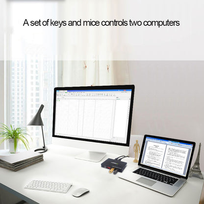 2 Port USB KVM Switch 2 IN 4 OUT w/ USB Cables For Keyboard U Disk Printer Scanner AM-UK204