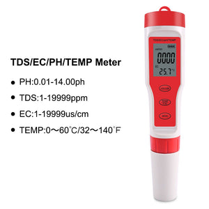 4-In-1 Water Tester Pen Water Quality Detector Pen Monitor For PH/TDS/EC/TEMP TPH01139