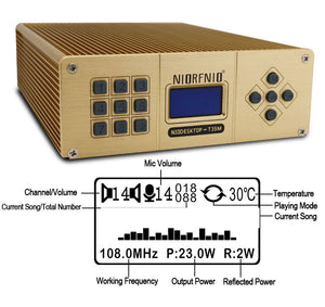 35W Car FM Transmitter Kit Adjustable Frequency Broadcast Support For TF Card PC Control T35M