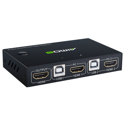2 Port HDMI KVM Switch 2 IN 1 OUT 4K*2K 30Hz For Dual PC Hosts AM-KM201 Black