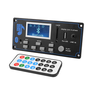 12V LCD Bluetooth MP3 Decoder Board WAV WMA Decoding MP3 Player Audio Module Support FM Radio AUX USB With Lyrics Display