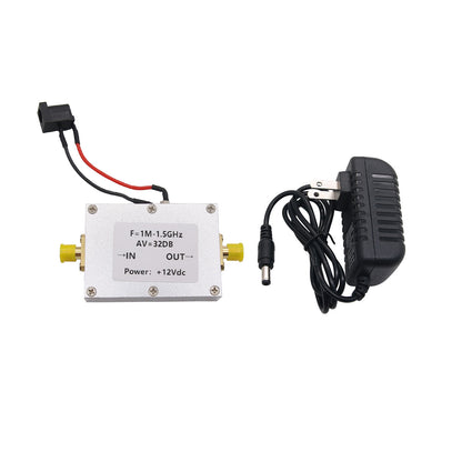 1M-1.5GHz Low Noise Amplifier LNA SMA Connector Gain 32dB with 12V Switching Power Supply