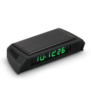 Solar Clock Portable Digital LED Clock &amp; Calendar for Vehicle Auto car Truck C6 Green Display