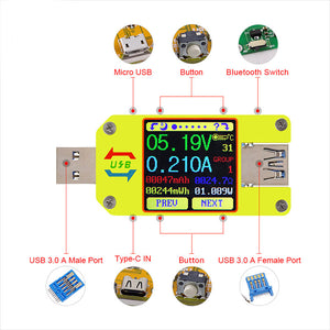 Type C USB Voltage Current Tester USB 3.0 Bluetooth Communication + USB Electronic Load (UM34C+HD35)