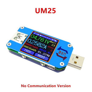 USB Voltage Current Tester USB Meter Tester USB2.0 Type-C USB Tester UM25 No Bluetooth Communication