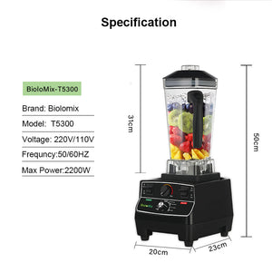 2200W Mixer Juicer Food Processor Blender Ice Smoothies Crusher with BPA Free 2L Jar T5300