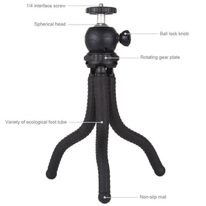 Large Flexible Octopus Tripod Camera Tripod with Ball Head + Phone Clamp + Base For GoPro PKT3042