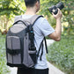 14W Solar Power Backpack Camera Backpack Bag Anti-Theft Large Capacity w/ Headphone USB Hole PU5012H