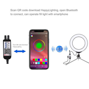 10.2&quot; Ring Fill Light LED Fill Light Dimmable RGBW w/ Phone Clip Remote Control For Video Live PU430B