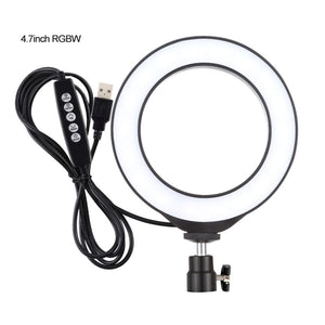 6.2&quot; Ring Fill Light Dimmable LED Fill Light Portable RGBW w/ Ball Head Mount For Video Live PU432B