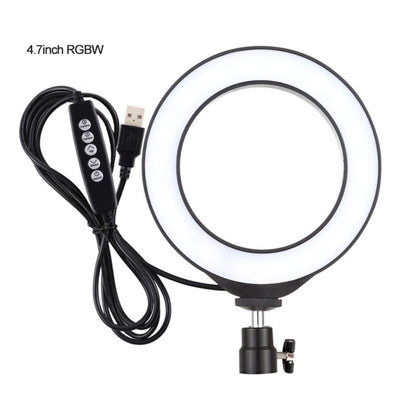6.2&quot; Ring Fill Light Dimmable LED Fill Light Portable RGBW w/ Ball Head Mount For Video Live PU432B