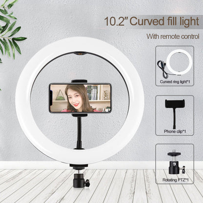 10.2&quot; Ring Fill Light LED Fill Light w/ Remote Control Phone Clip Ball Head For Studio Video PU455B