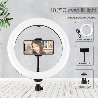 10.2&quot; Ring Fill Light Selfie LED Ring Light Dimmable with Phone Clamp Three Color Temperature PU456B