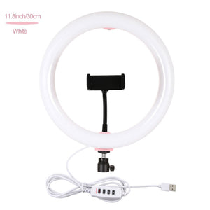 11.8&quot; Selfie Ring Light Dimmable Ring Light LED Fill Light with Phone Clamp Tripod Ball Head PU457F
