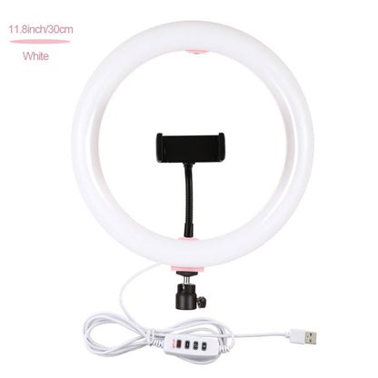 11.8&quot; Selfie Ring Light Dimmable Ring Light LED Fill Light with Phone Clamp Tripod Ball Head PU457F