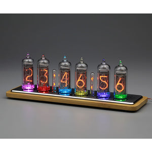 Omnixie Glow Clock Ultra-Thin Smart WIFI Soviet Union IN-14 Tube Clock Digital Clock Bamboo Wood Base