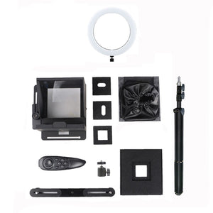 Smartphone Teleprompter Portable DSLR Camera Prompter with Tripod Light for Recording Live Broadcast