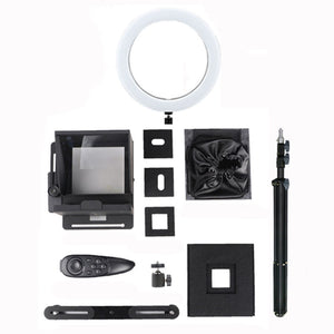 Smartphone Teleprompter Portable DSLR Camera Prompter with Tripod Fill Light for Recording Live