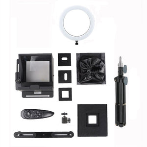 Mobile Phone Teleprompter DSLR Camera Prompter with 26cm Fill Light Tripod Plate for Live Broadcast