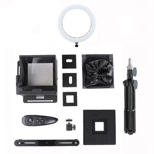 Smartphone Teleprompter Portable DSLR Camera Prompter with Tripod Plate 34cm Fill Light for Live