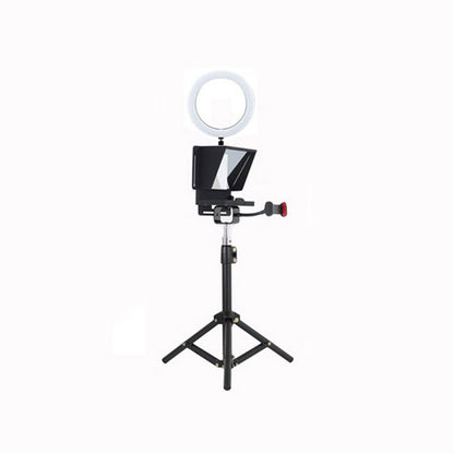 Smartphone Teleprompter Portable Camera Prompter with 16cm Fill Light Tripod Clip Plate for Live