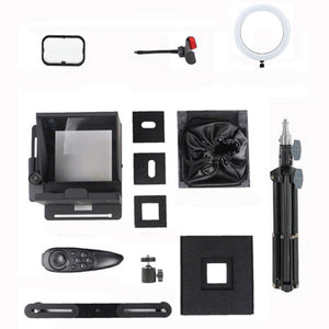 Smartphone Teleprompter Portable Camera Prompter with 16cm Fill Light Tripod Clip Plate for Live