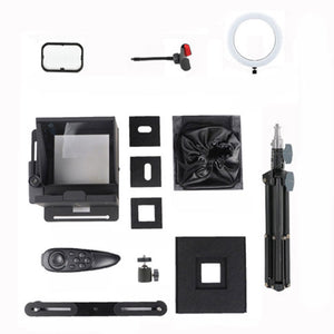 Smartphone Teleprompter Camera Prompter with Tripod Fill Light Plate Clip Multi-Camera Accessory
