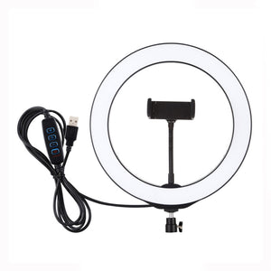 10.2&quot;/26cm Dimmable LED Ring Light Fill Light 3 Modes w/ Tripod Ball Head &amp; Phone Clamp PU397