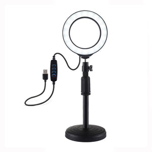 Desktop Tripod Stand Round Base + 4.7&quot; Dimmable LED Ring Light Fill Light Adjustable 18cm-28cm PU391