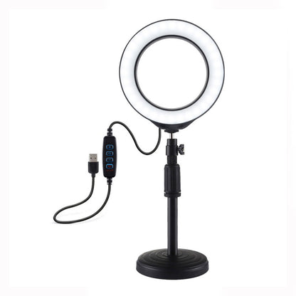 6.2&quot; Dimmable LED Ring Fill Light + Desktop Tripod Stand Round Base Adjustable Height 18-28cm PU392