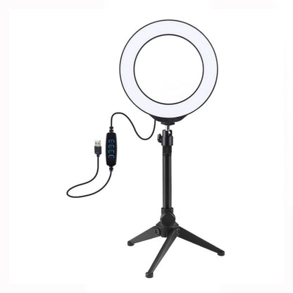 6.2&quot;/16cm Dimmable LED Ring Fill Light + Desktop Tripod Stand w/ Cold Shoe Tripod Ball Head PKT3032