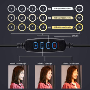 Selfie Ring Light Tripod Mount with 6.2&quot;/16cm Dimmable LED Ring Fill Light Dual Phone Holder PKT3032