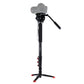 DSLR Camera Monopod Four-Section Load 10KG + Fluid Head with Support Base Bracket PU3016