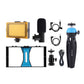 Smartphone Video Rig w/ Fill Light &amp; Mic &amp; Tripod &amp; Cold Shoe Tripod Head For iPhone Huawei PKT3023