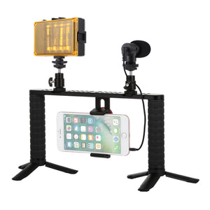 Selfie Smartphone Video Rig with Microphone &amp; Tripod Mount &amp; Cold Shoe Tripod Head PKT3024
