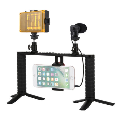 Selfie Smartphone Video Rig with Microphone &amp; Tripod Mount &amp; Cold Shoe Tripod Head PKT3024
