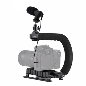 Camera Stabilizer w/ Microphone &amp; Cold Shoe Tripod Head For All SLR Cameras Home DV Camera PKT3011
