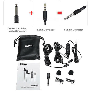BOYA BY-M1DM Dual Lavalier Microphone Omni-directional Mini Clip-on Lapel Microphon For Smartphone