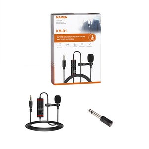 MAMEN KM-D1 Lavalier Microphone Professional 3.5mm Wired Lapel Microphone For Camera Smartphone