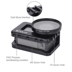 Camera Cage Aluminum Alloy w/ 52mm UV Lens &amp; Cold-shoe Base &amp; Base Adapter For DJI Osmo PU331B