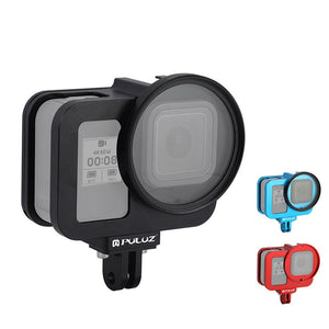 Protective Camera Cage Camera Rig CNC Aluminum Alloy w/ Frame &amp; 52mm UV Lens For GoPro HERO8 PU447